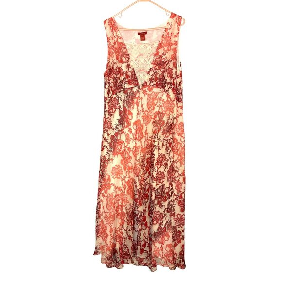 Sundance Floral Maxi Dress 100% Silk Overlay & Polyester Lining  Size 16 - Picture 1 of 8